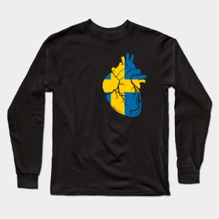 Anatomical heart design, Sweden flag Long Sleeve T-Shirt